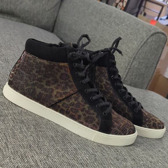 Aldo Leopard Print High Top Fashion Sneakers Shimmer Sparkle Women's Size 8.5 - Picture 4 of 8